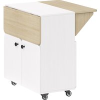 Folding Dining Table Rolling Drop Leaf Table Hidden Shelf & Cabinet Dining Room Small Spaces