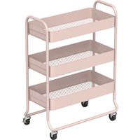 3 Tier Storage Trolley on Wheels Rolling Utility Cart Mesh Backets Kitchen Bathroom Bedroom Light