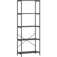 5 Tier Bookshelf Industrial Bookcase Metal Frame Dark Grey Black
