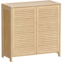 Bamboo Shoe Cabinet Louvered Doors 14 Pairs Shoe Storage Cabinet Adjustable Shelves Hallway