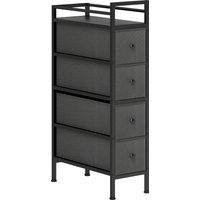 4 Drawer Fabric Dresser Chest Drawers Slim Storage Cabinet Steel Frame Small Spaces Bedroom