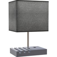 Bedside Lamp USB A+C Charging Ports 3 Phone Stands Modern Table Lamp Solid Wood Base Fabric Shade Bedroom Living Room Office E27 Socket Bulb Not Included