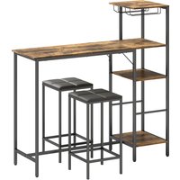 3 Piece Breakfast Bar Table Stools Set Rustic