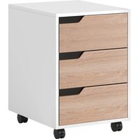 Mobile File Cabinet Small Filing Cabinet 3 Drawers Lockable Casters Office Oak & Aosom UK