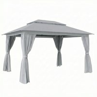 3 x 4 m Outdoor Garden Gazebo Netting Curtains UPF50+ Patio Gazebo Permanent Pavilion Canopy Dark Grey