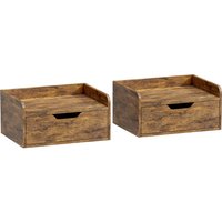 Floating Nightstands Set 2 Wall Mounted Bedside Table Drawer Bedroom Rustic