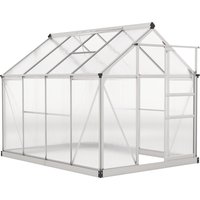 6x8 ft Greenhouse Sliding Door Walk Greenhouse Roof & Vent Durable Garden Greenhouse Plants Clear Aosom UK