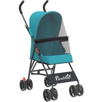 Dog Stroller Foldable Cat Dog Pram Miniature Breeds Pet Stroller Brake Mesh Windows Dark Green