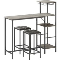 3 Piece Breakfast Bar Table Stools Set Washed
