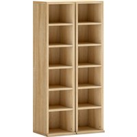 Set 2 CD Media Display Shelf Unit Tower Rack Adjustable Shelves Oak