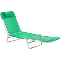 Steel Frame Sun Lounger Reclining Back Dark Green