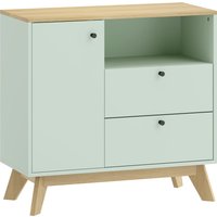 Sideboard Storage Cabinet 80 cm Buffet Cabinet 2 Drawers Open Compartment Adjustable Shelf Light Green Oak