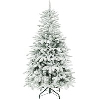 5 ft Artificial Flocked Christmas Tree 717 Branches Hinged Xmas Tree Foldable Metal Stand Easy Assembly Home Office Decor