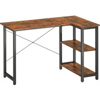 L Shaped Desk Corner Computer Desk Bookshelf Home Office Study Room Workstation 120 x 73.2 x 75cm Rustic