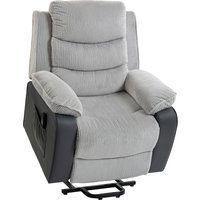 Overstuffed Corduroy Electric Lift Recliner Chair Light Grey