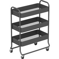 3 Tier Storage Trolley on Wheels Rolling Utility Cart Mesh Backets Kitchen Bathroom Bedroom