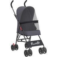 Dog Stroller Foldable Cat Dog Pram Miniature Breeds Pet Stroller Brake Mesh Windows Dark Grey