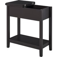 End Table Narrow Side Table Flip Top Shelf Dark Coffee