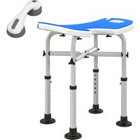39 51.5cm U Seat Padded Shower Stool Dark Blue