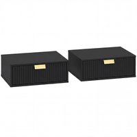 Modern Floating Nightstands Set 2 Wall Mounted Bedside Tables Wave Drawer