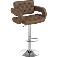 PU Leather Upholstered Swivel Bar Stool Height Adjustable Back Armrest Footrest Coffee
