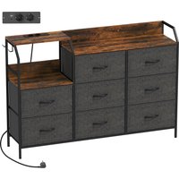 Chest Eight Drawers Charging Station Brown Black