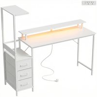 147cm Gaming Desk Charging Station Monitor Stand Computer Table Home Office RGB Lights
