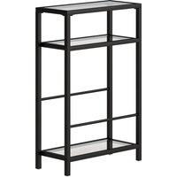 3 Tier Side Table Narrow End Table Storage Shelf Tempered Glass Tabletop Small Spaces