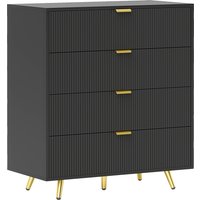 Bedroom Chest Drawers 4 Drawers Fluted Dresser Gold Tone Handles Storage Cabinet Bedroom Living Room Hallway Entryway