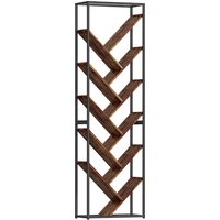 10 Shelf Industrial Style Bookshelf Black Brown