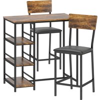 Three Piece Compact Bar Table Set Brown Black