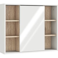Bathroom Wall Cabinet Mirror & Adjustable Side Shelves Space Saving Design 1 Inner Shelf White 60 x 14.5 x 49.4cm Aosom UK