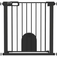 75 82 cm Pet Safety Gate Barrier Stair Pressure Fit w Small Door Auto Close Double Locking Doorways Hallways Aosom UK