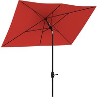 2 x 3 Garden Parasol Umbrella Rectangular Outdoor Market Umbrella Sun Shade Crank & Push Button Tilt 6 Ribs Wine Red