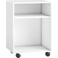 HOMCOM 2-Tier Printer Stand with Storage, Under Desk Printer Cart on Wheels, White