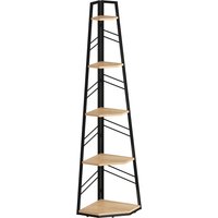 Corner Bookcase 5 Tier Floor Standing Bookshelf Shelving Unit Living Room Study Bedroom Wood Finish