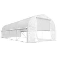 Heavy Duty Polytunnel Sidewalls Door 8 Windows Complimentary Plant Labels Gloves White 6 x 3 x 2m Aosom UK