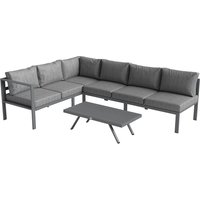 3 Pieces Garden Furniture Set Aluminium Corner Lounge Set Adjustable Backrest Coffee Table