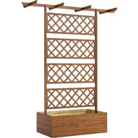 Planter Box Wooden Decorative Trellis Raised Bed Climbing Plants Garden Patio Use Aosom UK