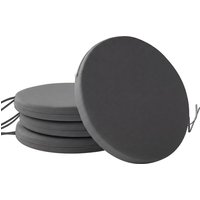 Outdoor Bistro Chair Cushions Set 4 Removable Cover 41 x 41 x 5 cm Round Seat Cushions Ties Dark Grey