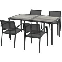 Five Piece Casual Outdoor Dining Set Wood Effect Table