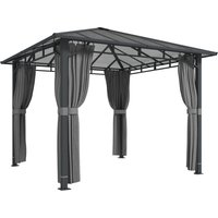 3 x 3 m Outdoor Hardtop Gazebo Canopy PC Roof Aluminium Permanent Pavilion Garden Gazebo Curtains