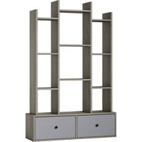 12 Shelf Storage Unit Drawers Graphite Wood Effect