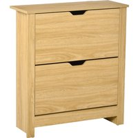 Shoe Storage Cabinet 12 Compartments 4 Shelves 2 Drawers Protective Legs Modern Stylish Unit Hallway Bedroom Aosom UK