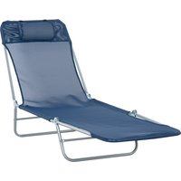 Folding Sun Lounger Head Pillow Dark Blue
