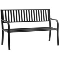 Metal Garden Bench Loveseat Slatted Seat