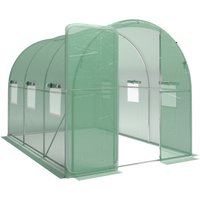 2 x 3 m Walk Polytunnel Greenhouse Hinged Door 6 Roll Up Mesh Windows Garden Tunnel Warm House Tent