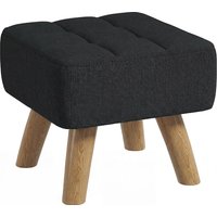 HOMCOM Linen-Look Square Padded Footstool - Black | Aosom Ireland
