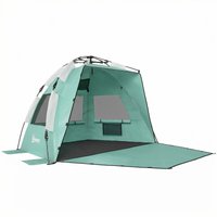2 3 Person Pop Up Beach Tent UPF15+ Sun Shelter Extended Floor Sandbags Mesh Windows Carry Bag
