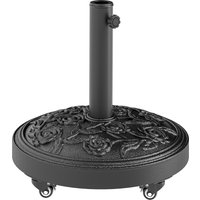 Parasol Base Umbrella Base Wheels Cast Iron Effect Umbrella Canopy Weather Resistant